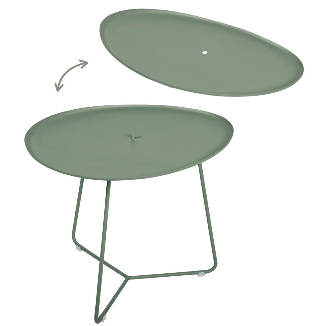 TABLE BASSE OVALE 55 X 44.5 CM, PLATEAU AMOVIBLE