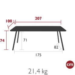 TABLE 207 X 100 CM